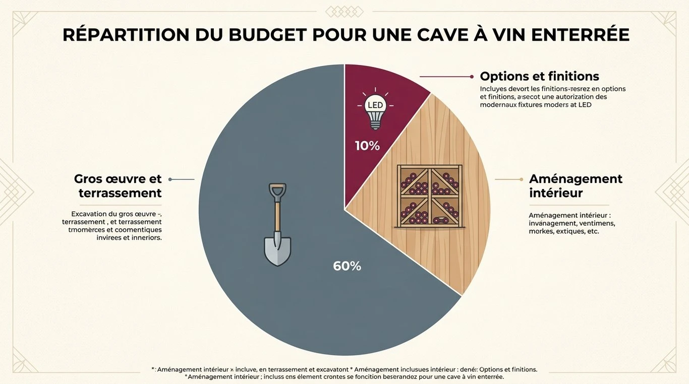 Infographie récapitulative du budget de construction d'une cave à vin enterrée