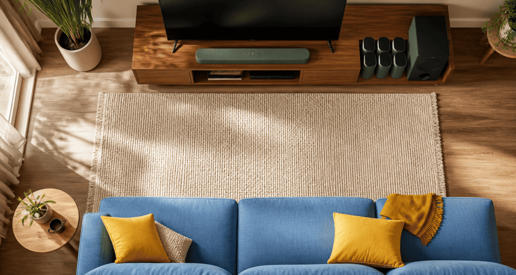 barre de son ou home cinema dans salon contemporain
