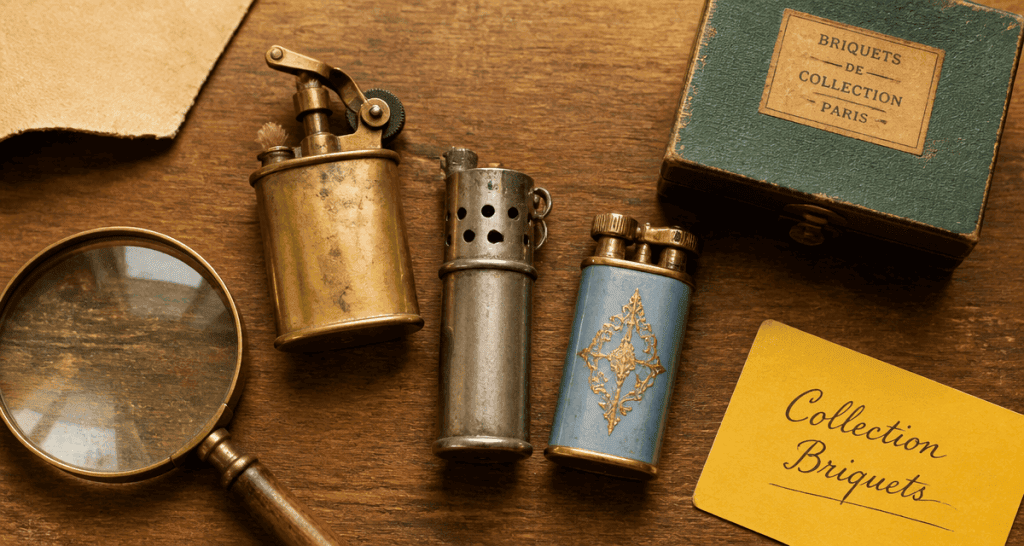 Briquet ancien vintage sur table en bois