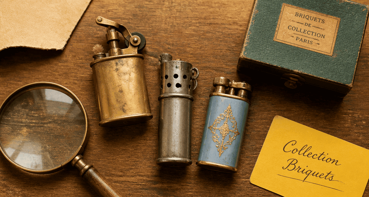 Briquet ancien vintage sur table en bois