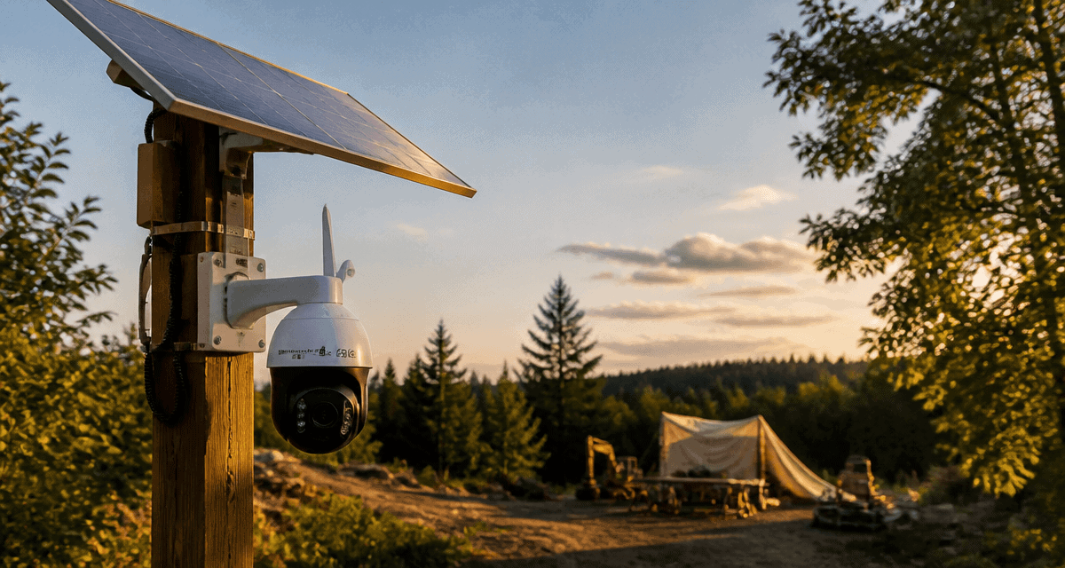 caméra 4g solaire sur mât chantier isolé