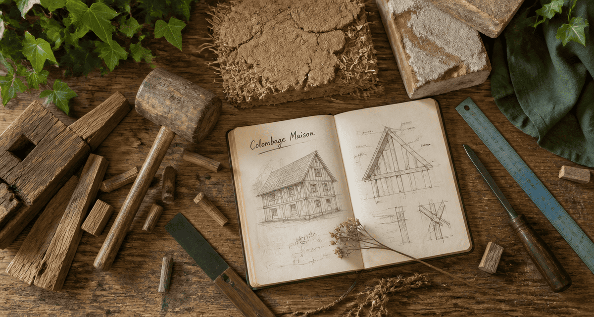 colombage maison outils briques torchis