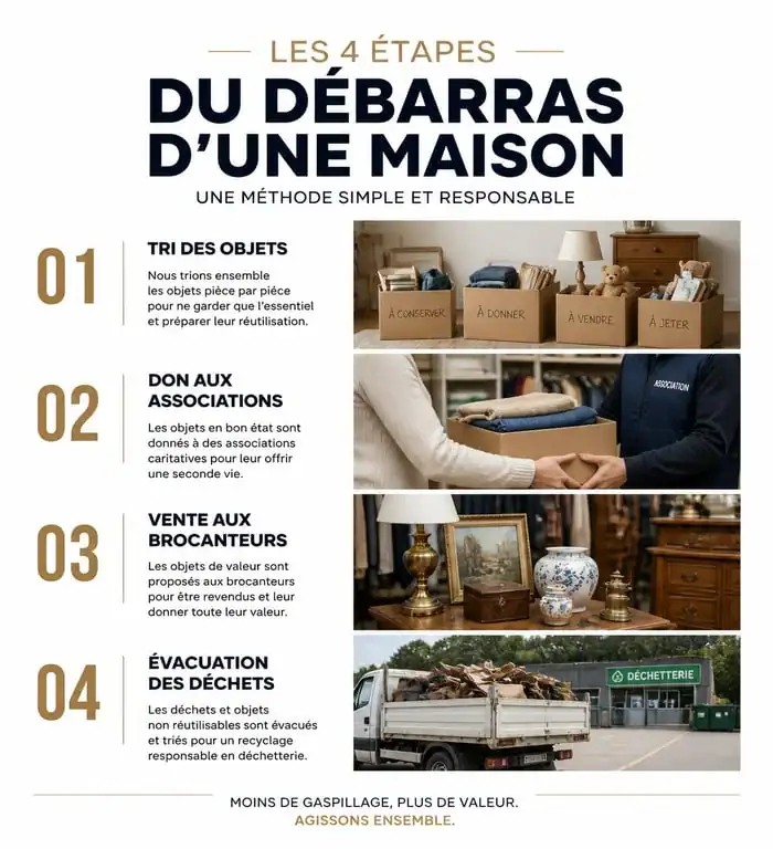 Infographie des étapes pour vider une maison efficacement