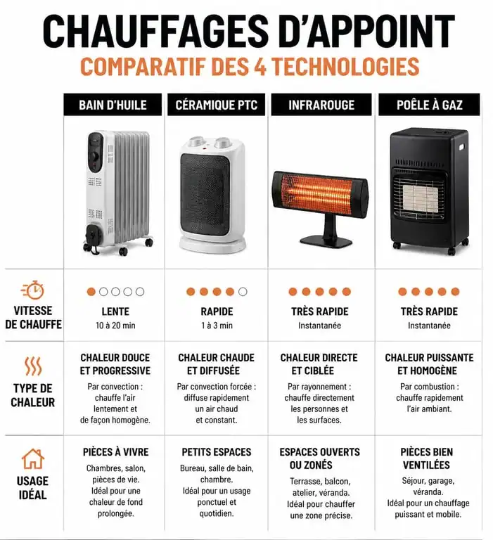 Comparatif des technologies de chauffage d'appoint basse consommation pour optimiser sa facture énergétique