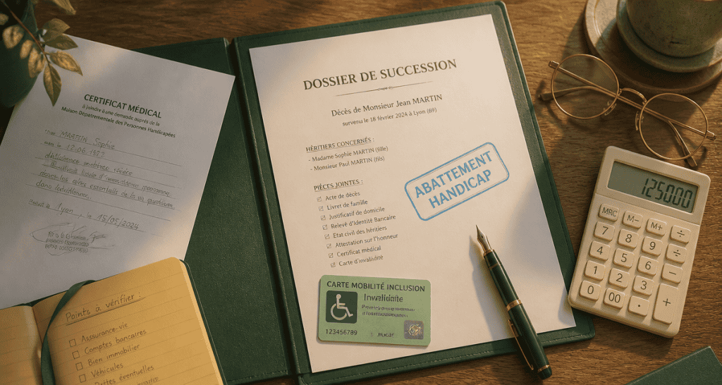 frais de notaire succession personne handicapée abattement