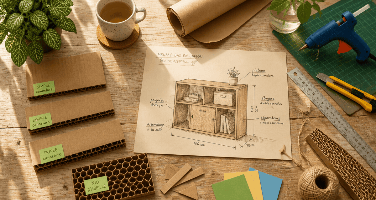 meuble en carton fabrication outils et cartons