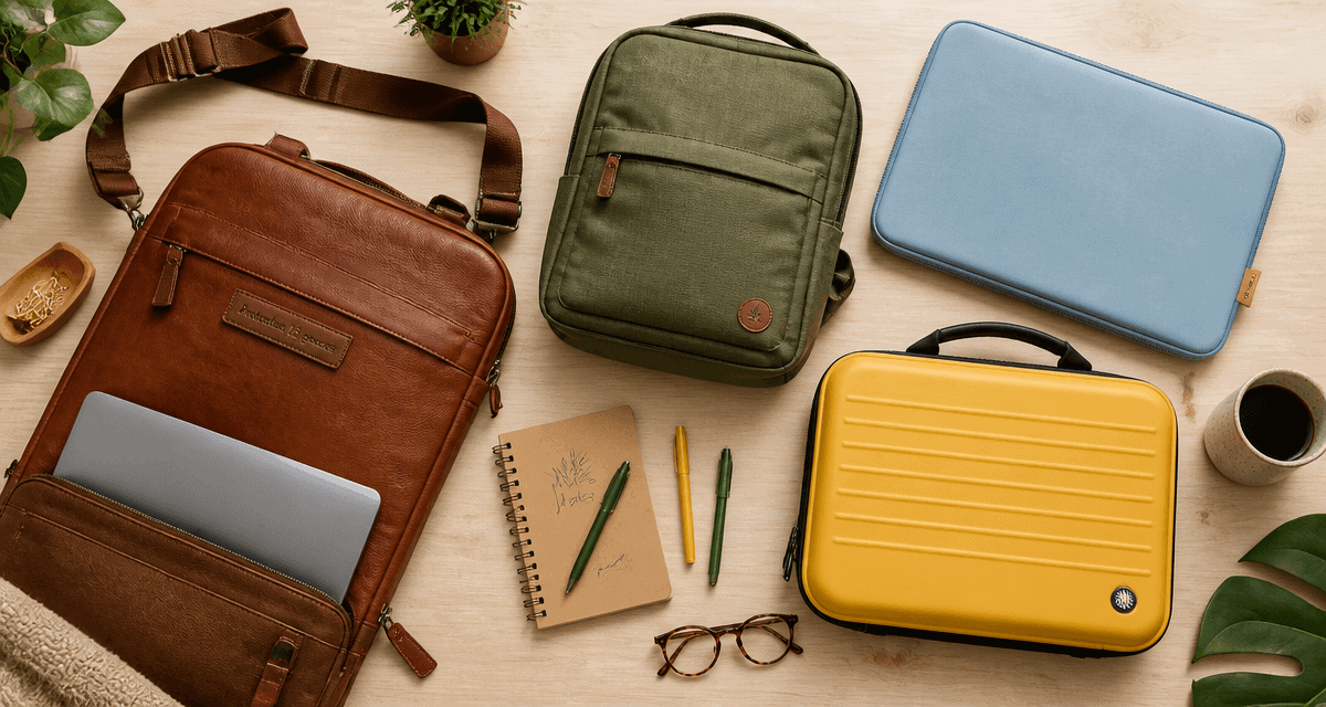 sacoche ordinateur 15 pouces sur bureau avec accessoires