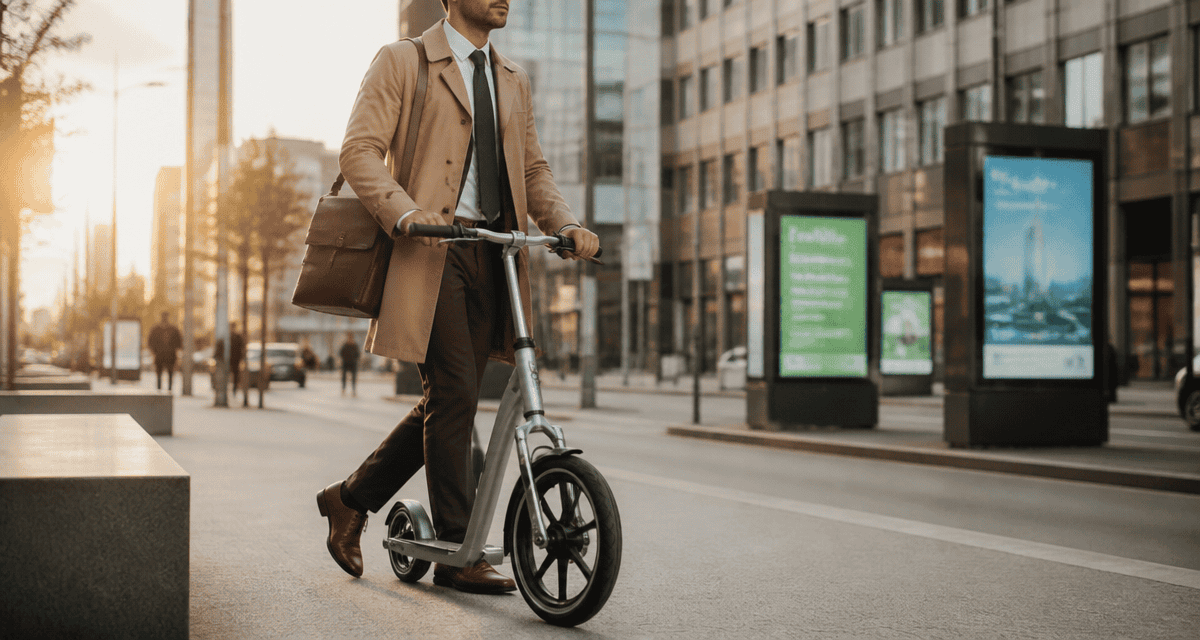 trottinette adulte sur trottoir urbain