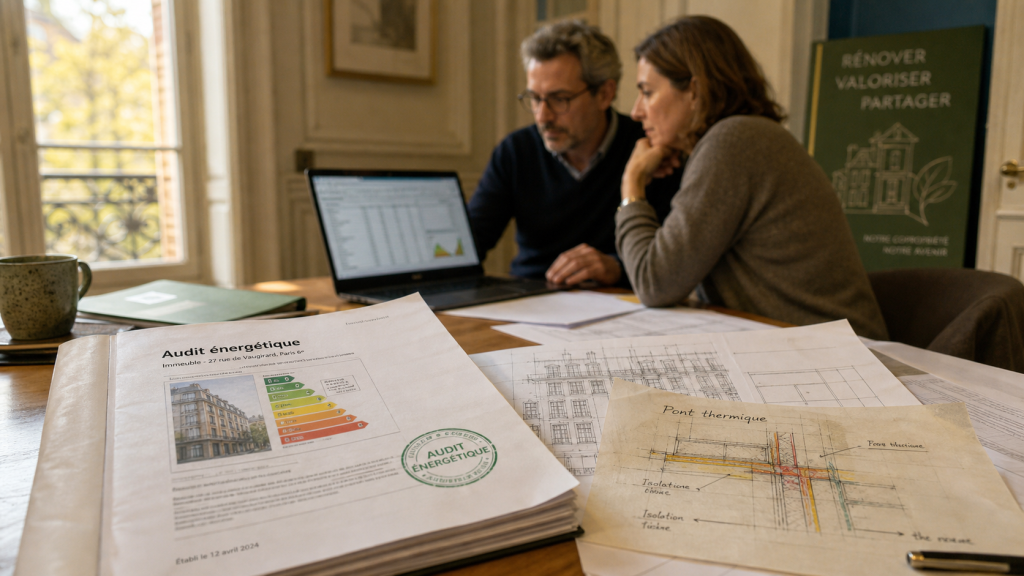 audit energetique copropriété : rapport et plan thermique en bureau de syndic
