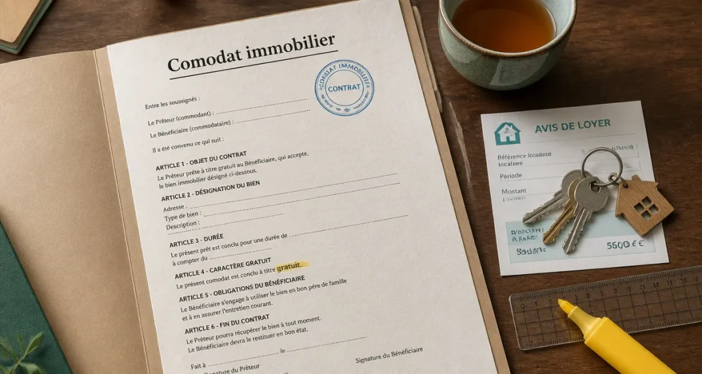 Commodat immobilier : contrat gratuit et clés