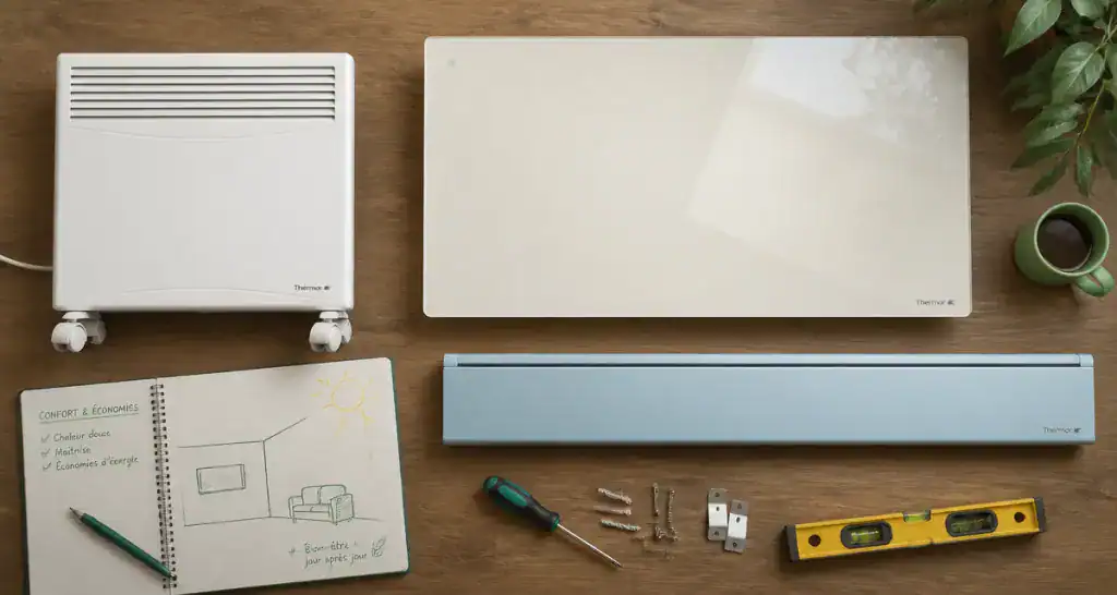 convecteur électrique prix trois modèles sur plan de travail