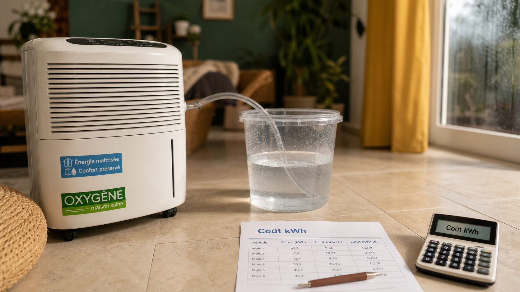 Déshumidificateur consommation : coût kWh et calcul des charges
