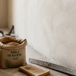 Enduit à la chaux aérienne sur mur intérieur frais