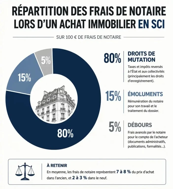 Répartition des frais de notaire pour un achat immobilier en SCI