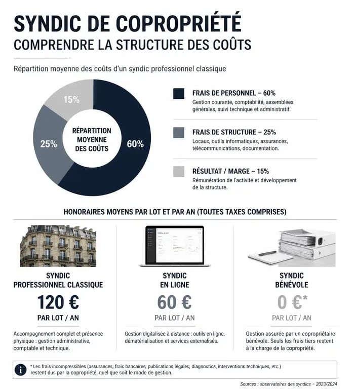 Comparatif des tarifs de syndic pour une petite copropriété : professionnel, en ligne et bénévole.