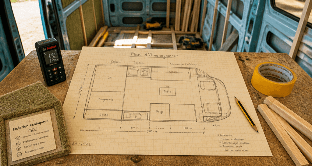 plan amenager un fourgon sur table avec outils