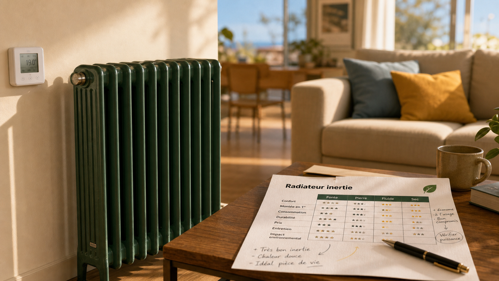 Radiateur à inertie comparatif : thermostat mural et critères de choix