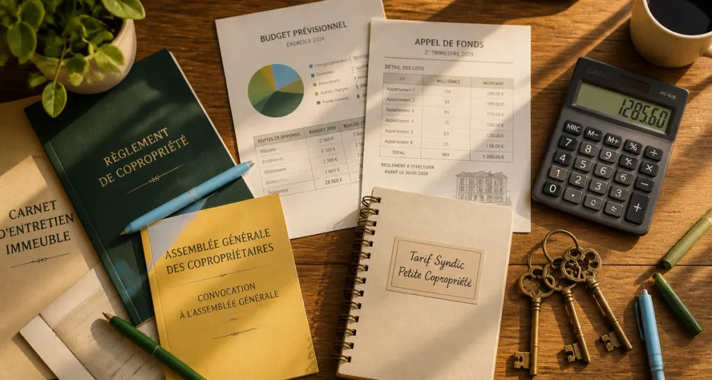 tarif syndic petite copropriété, bureau, documents et clés