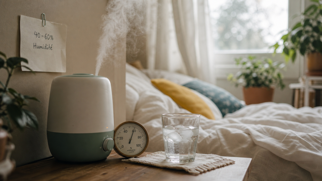 Humidificateur et hygromètre pour viser 40-60% d’humidité : comment humidifier une chambre sans moisissures