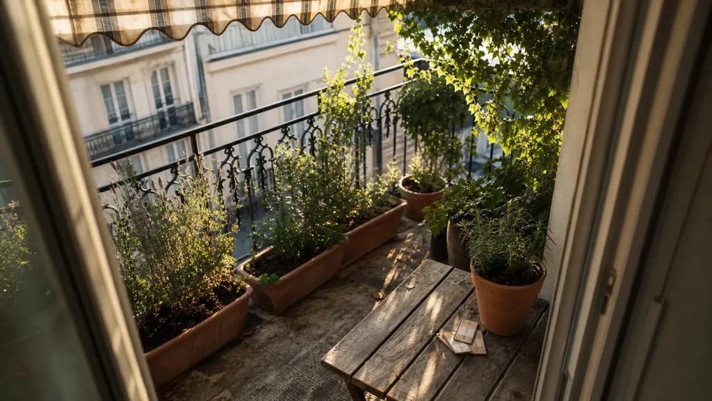 Créer un coin de verdure sur son balcon : pots stables, ombre et intimité
