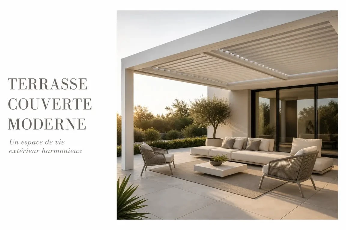 Terrasse couverte moderne attenante à une maison pour un aménagement extérieur réussi
