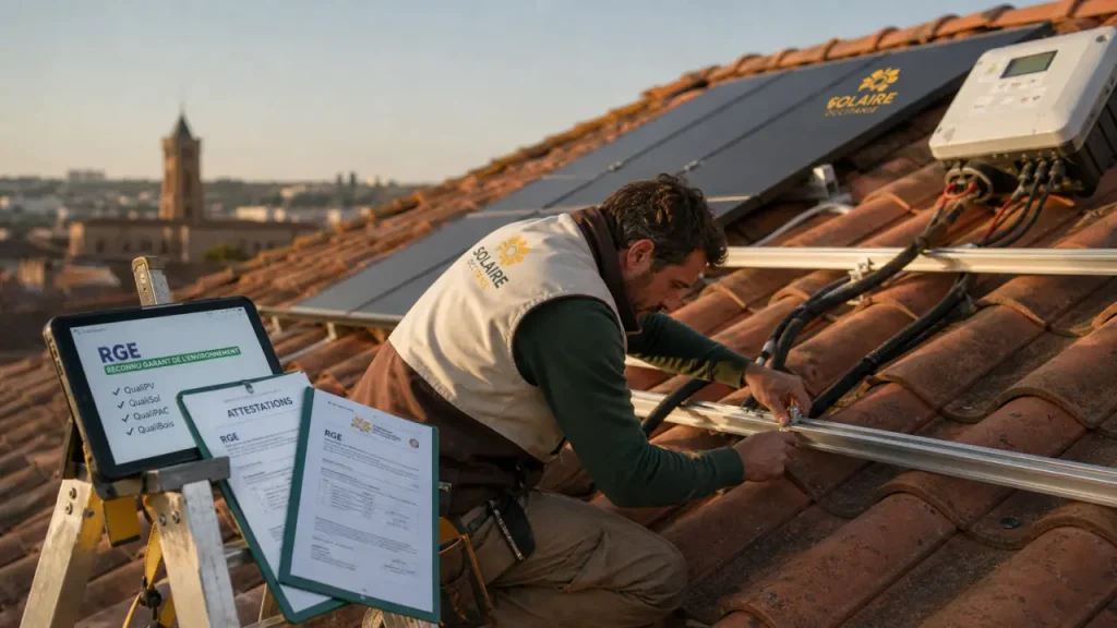 Installateur photovoltaique RGE Castres sur toiture, vérification RGE et pose