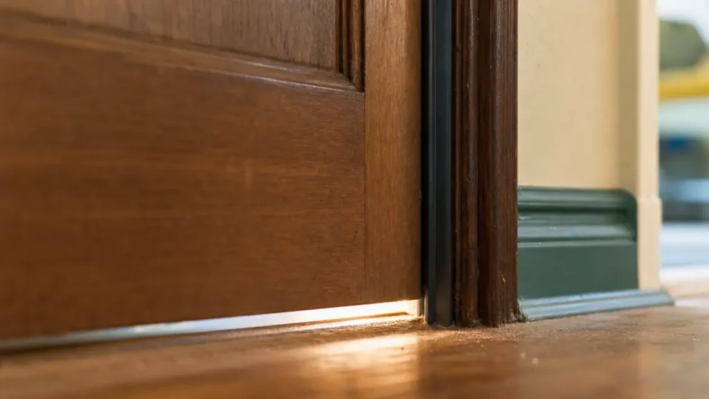 Isoler phoniquement une porte : joint acoustique au seuil