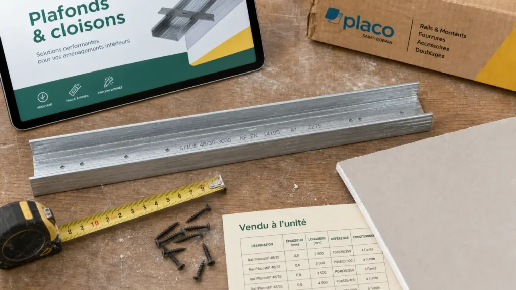 Lisse placo acier galvanisé pour plafonds et cloisons
