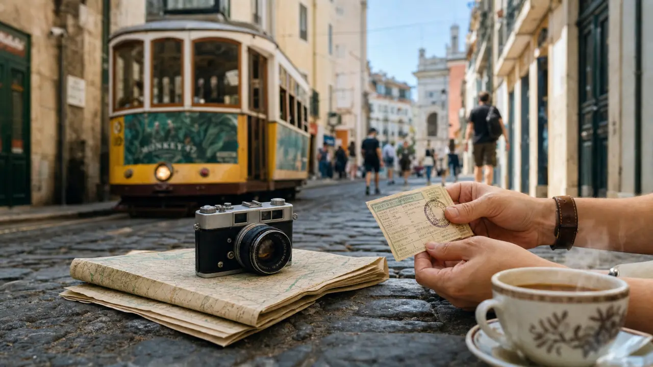 Réussir un city break en europe en 72 heures, carte et appareil photo dans une rue pavée