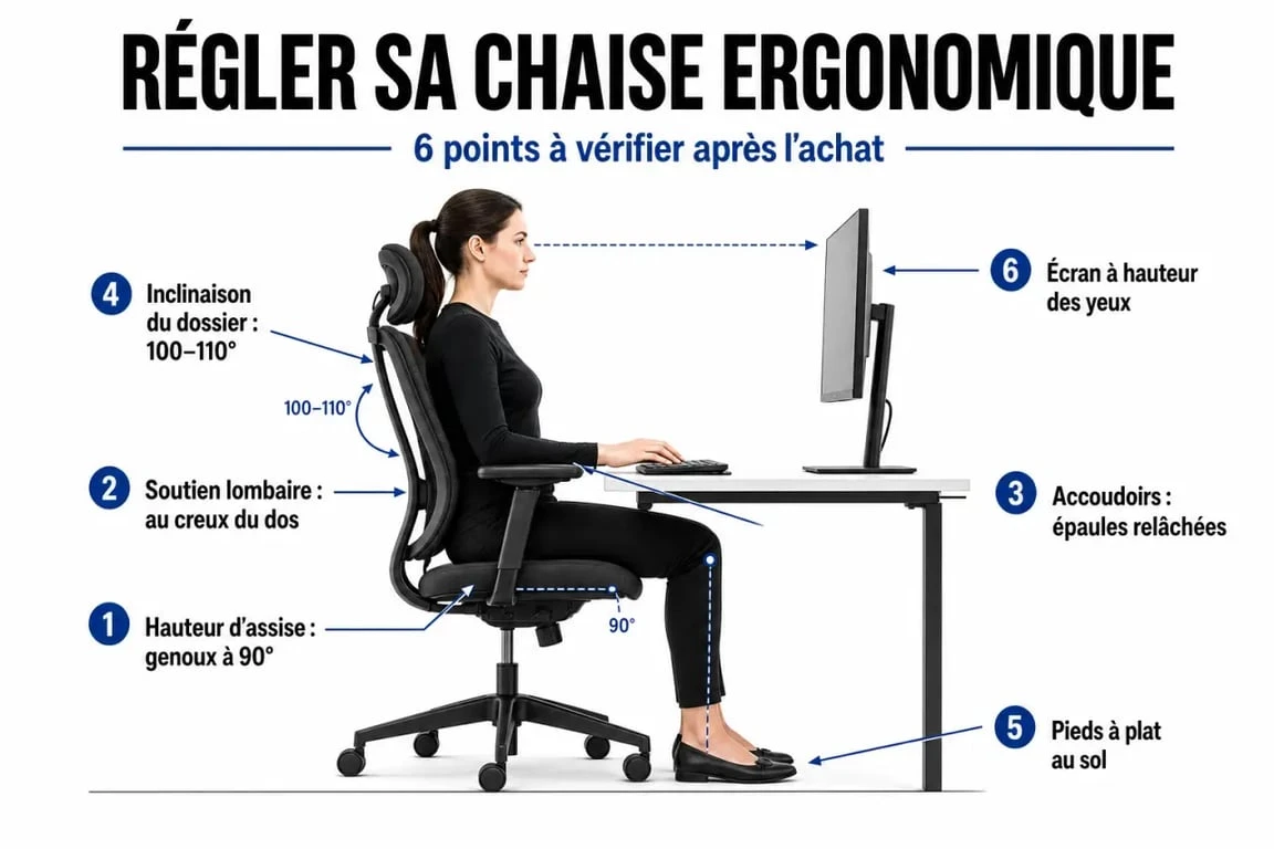 Top chaise ergonomique : réglages essentiels après l’achat