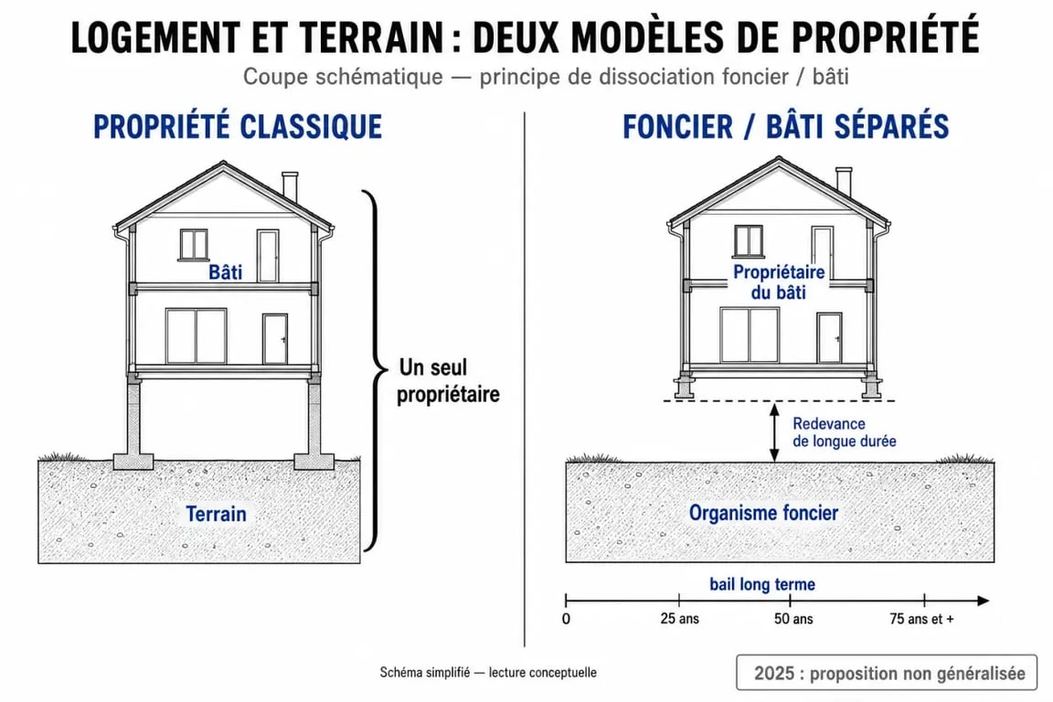 La loi lagleize 2025 : schéma comparatif entre propriété classique et dissociation foncier-bâti