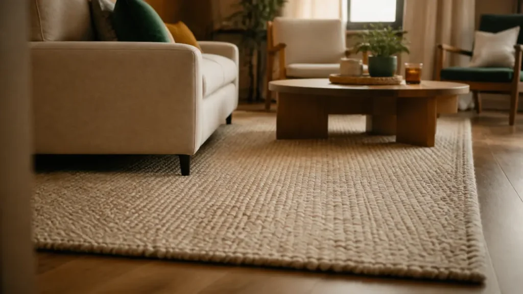Tapis sous le canapé ou devant : les 3 placements qui changent le salon