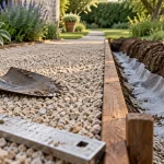 Allée de jardin gravier : structure piéton ou carrossable avec géotextile et bordure