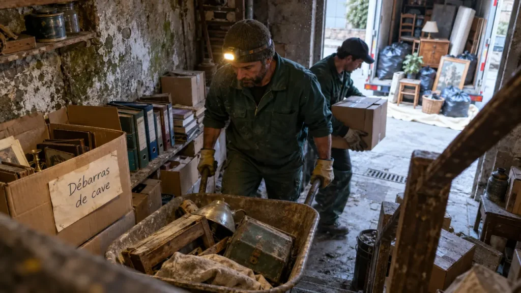 Débarras de cave : le tri réduit le volume et peut alléger le devis