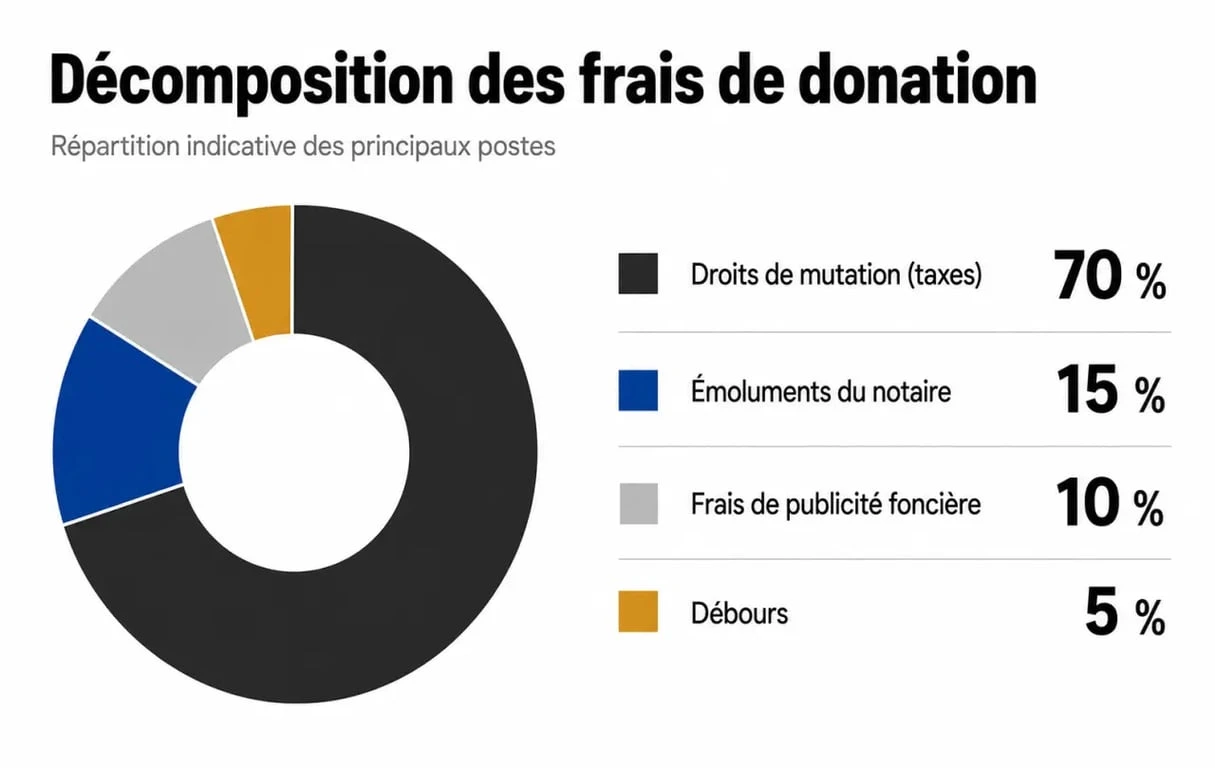 Composition des frais de notaire pour une donation immobilière ou financière