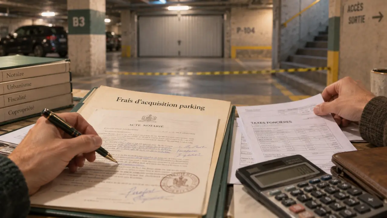 Frais notaire place de parking : dossier de frais d’acquisition et calcul.