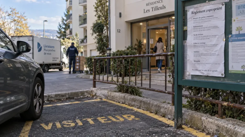 Places visiteurs en copropriété : ce que dit vraiment le règlement (et ce que la loi n&rsquo;impose pas)