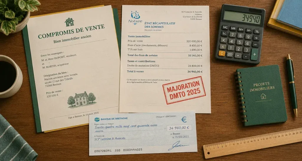 Augmentation des frais de notaire en 2025 : jusqu’à 1 536 € de plus sur un achat ancien de 300 000 €