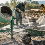 Bétonnière électrique en chantier : capacité adaptée