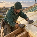 Isolation toiture sarking : pose de panneaux isolants sur chevrons