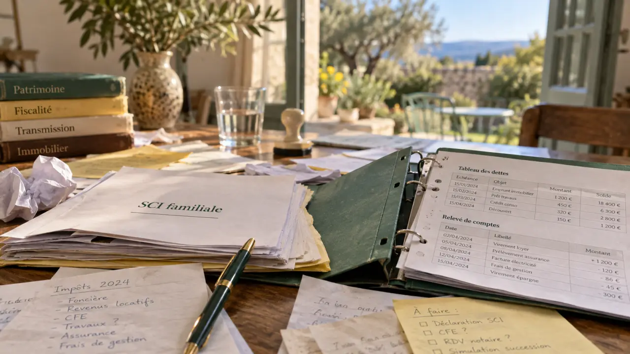 SCI familiale inconvénients : documents fiscaux, dettes et comptes à la table